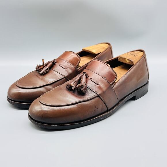Bragano Shoes Mens 9 Brown Leather Tassel Loafers Slip On Dress Classic Italy main image 4